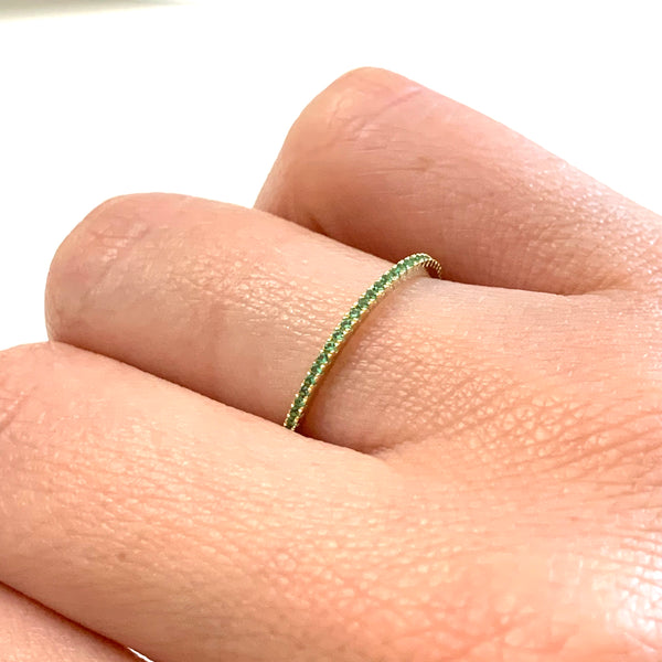 Micro Pave Band in Emerald Green