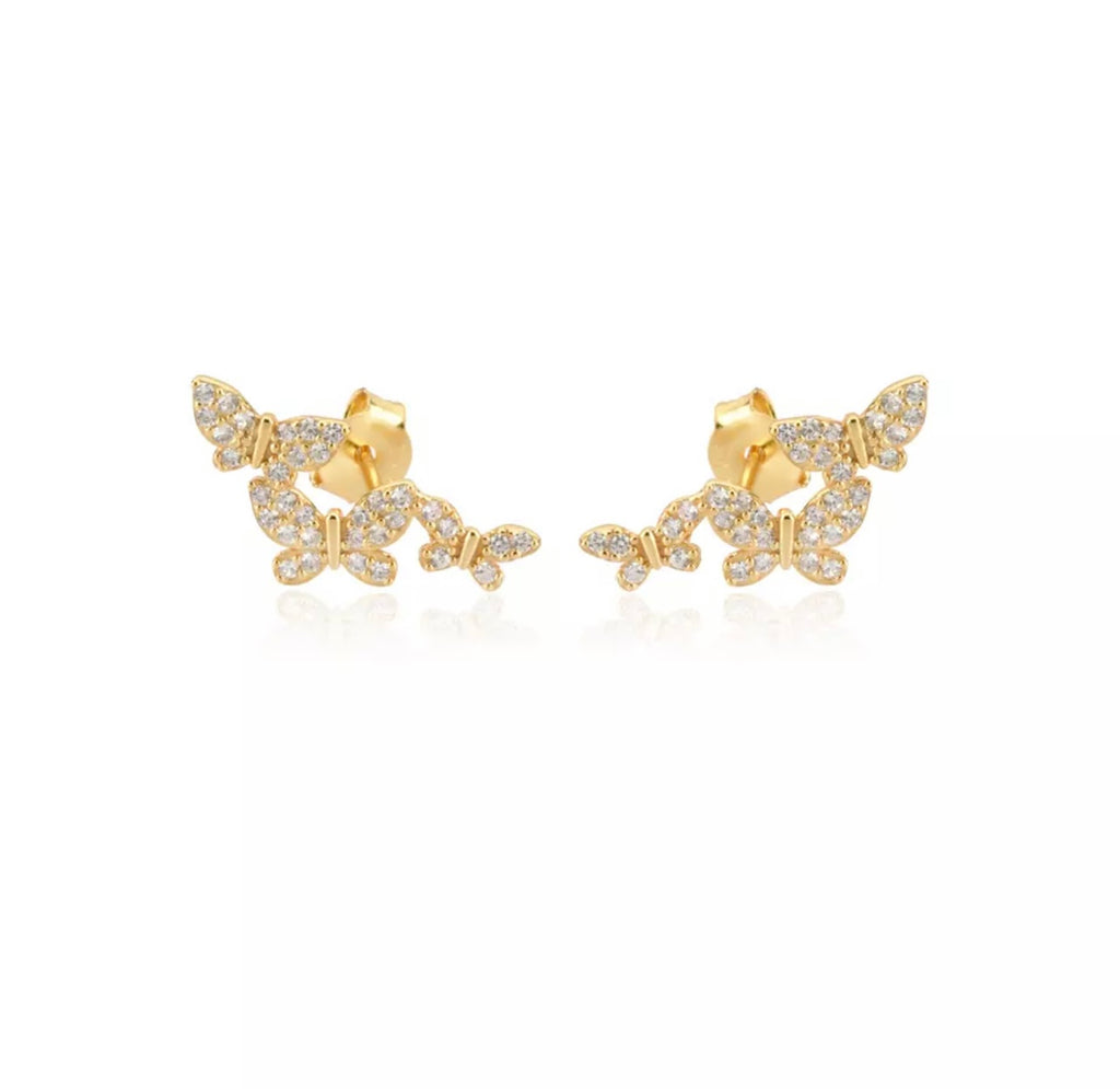 Pave Butterfly Stud Earrings