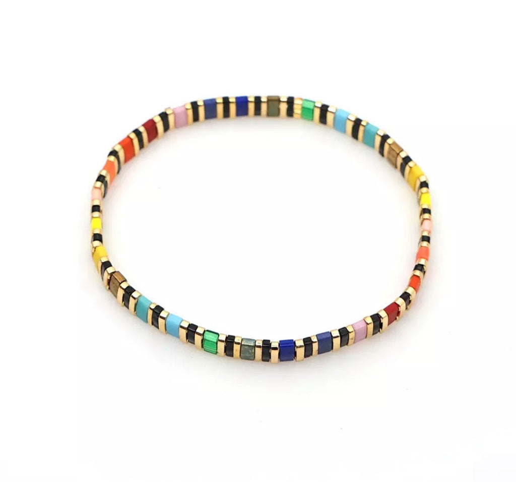 Black and Rainbow Tile Bracelet