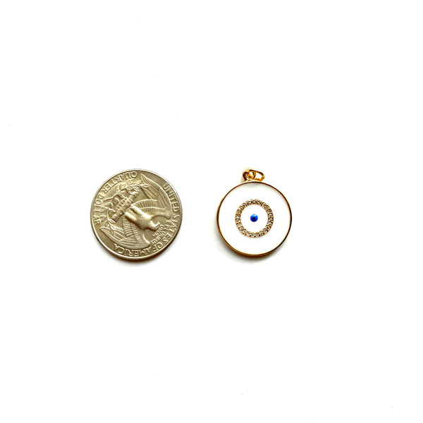 Enamel and Pave Eye Disc Charm