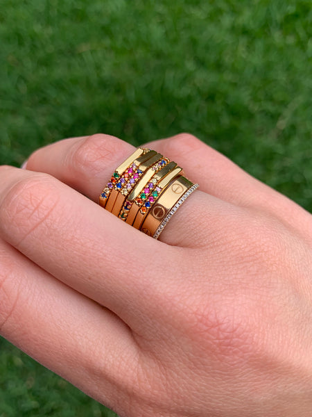 Hexagon Gold and Rainbow Ring